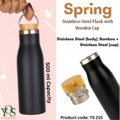 Spring - SS Flask with Wooden Cap